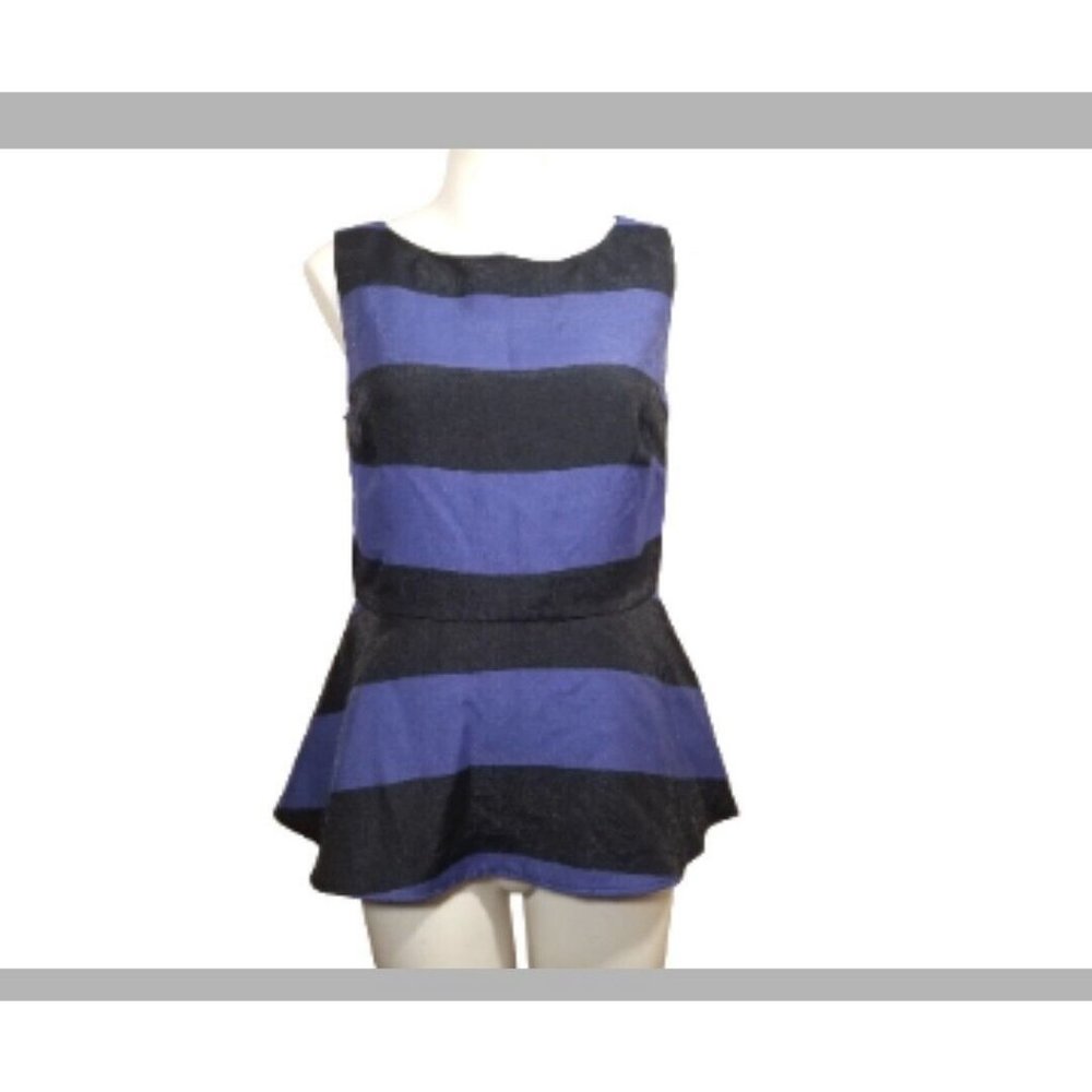 Banana Republic Womens Striped Sleeveless Peplum Top Blue Size 6 New